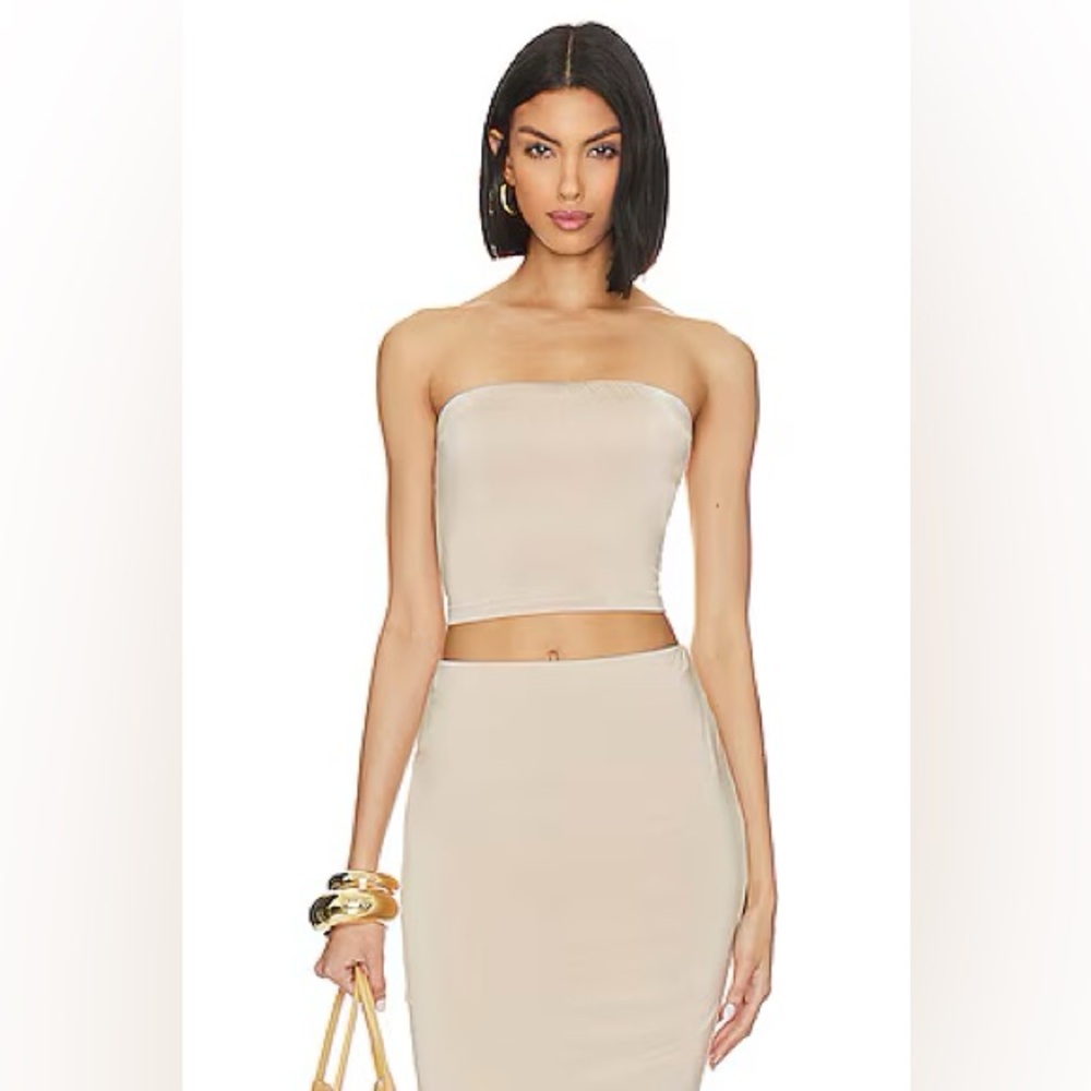 Song of Style “Alva” Tube Top and Midi Skirt in Taupe